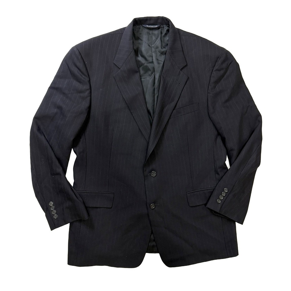 Burberrys Prorsum Mens Navy Blue Pinstripe Blazer Two Button Suit Jacket Vintage